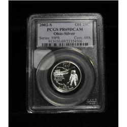 PCGS 2002-s Ohio Silver 25c Graded PR69 DCAM