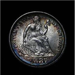1887-p Seated Liberty Dime Grades Gem Uncirculated ms65