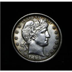1894-p Barber Quarter 25c Grades Select Uncirculated ms63