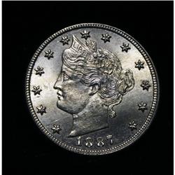 1887 Liberty 'V' Nickel Grades Gem Uncirculated ms65+ PQ