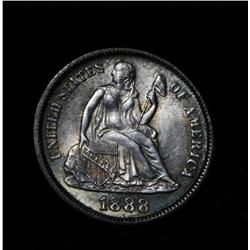 1888-p Seated Liberty Dime 10c Grades Choice Uncirculated ms64