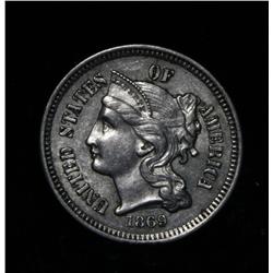 1869 3 Cent Nickel Grades Choice Uncirculated ms64