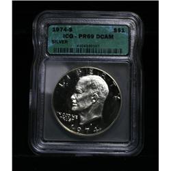 1974-s Proof Silver Eisenhower Dollar Graded PR69 DCAM by ICG