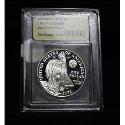 1992-p Columbus Quincentenary Commemorative Proof Dollar Graded PR70 DCAM