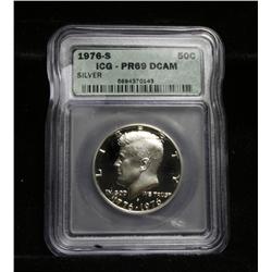 1976-s Silver Proof Kennedy Half Dollar Graded PR69 DCAM by ICG