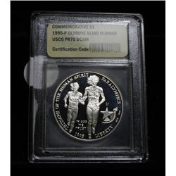 1995-p Paralympics (Blind Runner) Proof Commemorative Dollar Graded PR70 DCAM