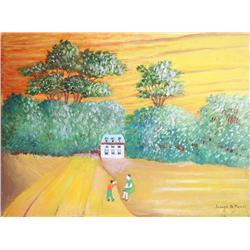 Joseph G. Perri, Glowing Sky and Trees, Oil Painting