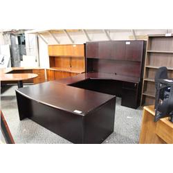Mahogany Bow Front U-Shape Executive Desk W/Hutch