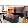 Image 1 : Mahogany Bow Front U-Shape Executive Desk W/Hutch