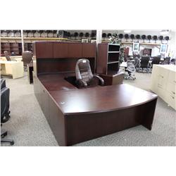 Mahogany U-Shape Executive Office Suite W/Hutch