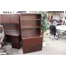 Mahogany 2 Drawer Lateral File Cabinet W/Hutch