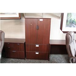 Mahogany 2 Drawer Lateral File Cabinet W/Overhead