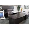 Image 1 : Dark Mahogany U Shape Bow Front Executive Desk