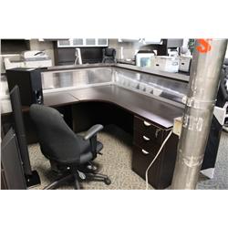 Dark Mahogany With Glass Panel Reception Desk