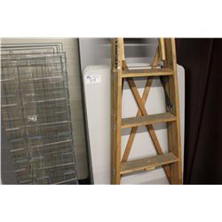 3 Grey 4' Folding Tables With Wooden Ladder