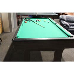 Pool Table With Balls And Cues