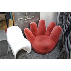 1 Red And 2 White Chairs