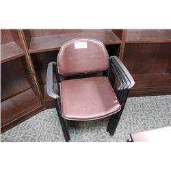 4 Burgundy Leather Stacking Chairs