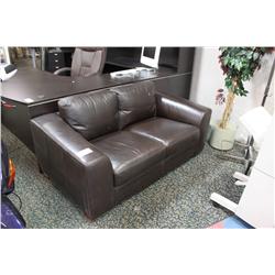 Dark Brown Leather 2 Seat Reception Sofa