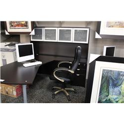 Dark Mahogany Bow Front Executive Desk With Hutch