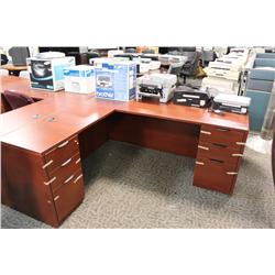 Mahogany L Shaped Bow Front Executive Desk
