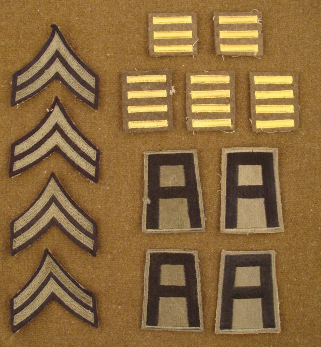 13 ORIGINAL WWII UNIFORM PATCHES (1ST ARMY / OVERSEAS)