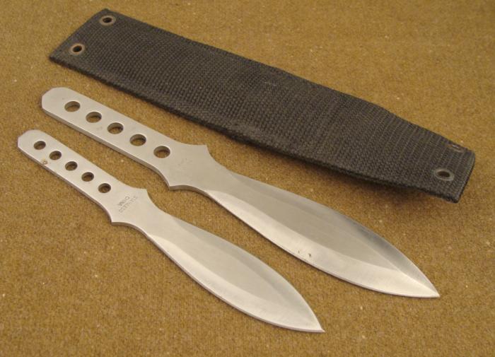 2 CHINESE THROWING KNIVESSLEEK STAINLESS STEEL W/CASE