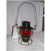 Image 1 : CHICAGO & EASTERN ILLINOIS RR, 3 3/8" AMBER GLOBE,  ADLAKE #250 W. ADLAKE BURNER    