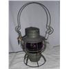 Image 1 : C&EI RR, 3 3/8" BLUE GLOBE ETCHED C&EI SAFETY  FIRST, DRESSER LAMP    