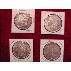 4 Morgan Silver Dollars: 1898O, 1921(x2), 1921D