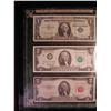 Image 1 : Framed US Historical Currency Collection: 1957 $1 Silver Certificate, 1953 B $2 Red Seal, 1995 $2 UN