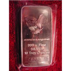 ENGELHARD .99+ Fine Silver 10 Troy Oz. Silver Bar--WINNING BIDDER WILL HAVE OPTION TO TAKE 660A and 