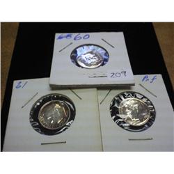 1960, 61 AND 62 SILVER ROOSEVELT DIMES (PROOF)