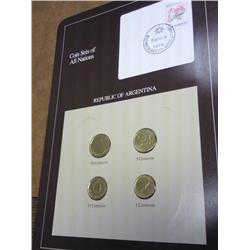REPUBLIC OF ARGENTINA COIN AND STAMP SET UNC