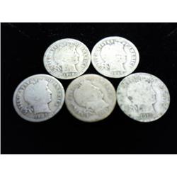 5 ASSORTED BARBER DIMES
