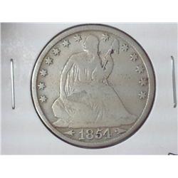 1854-O SEATED LIBERTY HALF DOLLAR (VG)