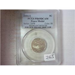 2004-S PEACE MEDAL NICKEL PCGS PR69DCAM