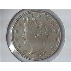 1883 NO CENTS LIBERTY ''V'' NICKEL (AU)