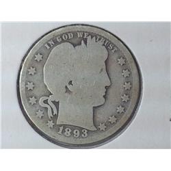 1893-O BARBER QUARTER