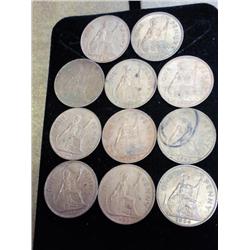 11 ASSORTED 1940-64 GREAT BRITAIN ONE PENNIES