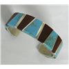 Image 1 : Navajo Sterling Turquoise Inlay Bracelet Hallmark