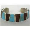 Image 2 : Navajo Sterling Turquoise Inlay Bracelet Hallmark