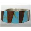 Image 3 : Navajo Sterling Turquoise Inlay Bracelet Hallmark
