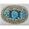 Image 1 : Navajo Silver Kingman Turquoise Buckle Hallmark