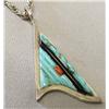 Image 2 : Zuni Sterling Corn Row Inlay Pendant And Chain