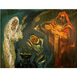 Praying in the Synagogue in Safed by Yitzhak Frenkel (Frenel)