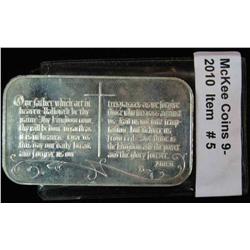 5. Lord's Prayer One Troy Ounce .999 Fine Silver rectangular ingot.