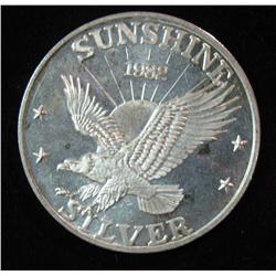 25. 1982 Sunshine Silver One Troy Ounce .999 Fine Silver.BU.