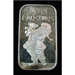 38. 1994 "Merry Christmas" One Ounce .999 Fine Silver Ingot. BU.