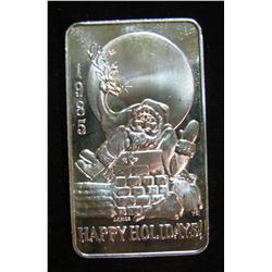 43. 1985 Happy Holidays One Troy Ounce .999 Fine Silver Ingot.